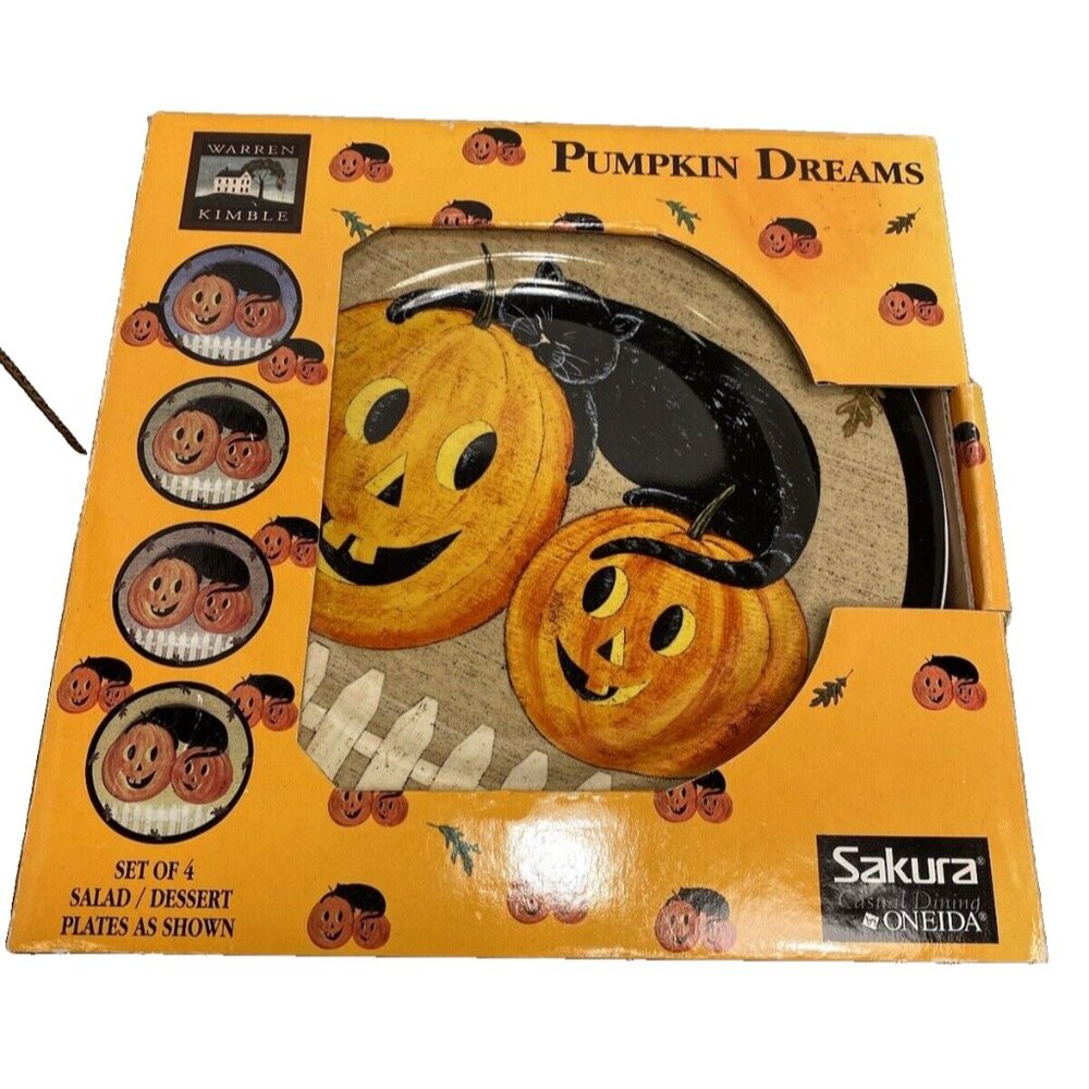 Warren Kimble Sakura Oneida‎ Pumpkin Dreams Salad Dessert Plates Set of 4